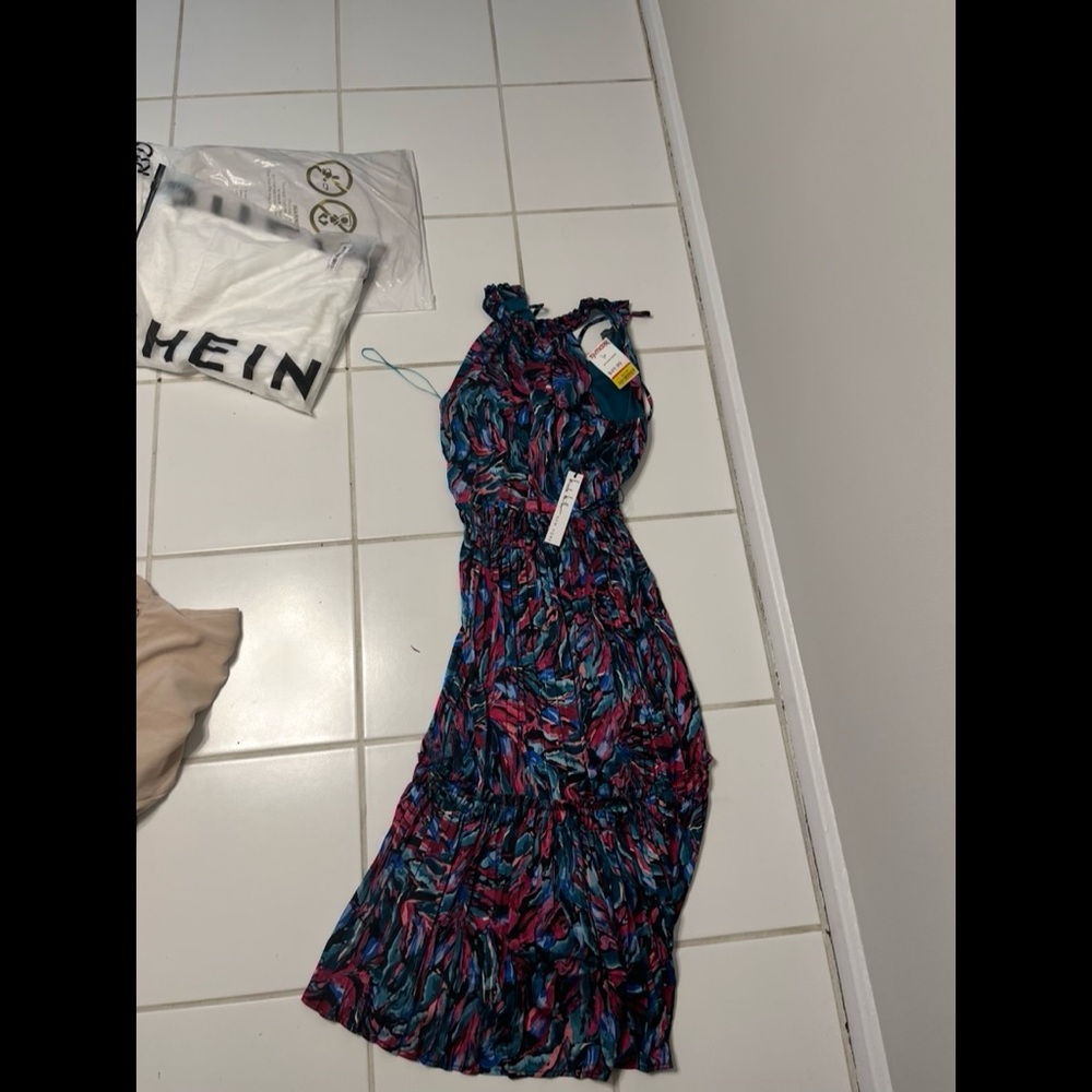 Elegant Multicolor Halter Dress